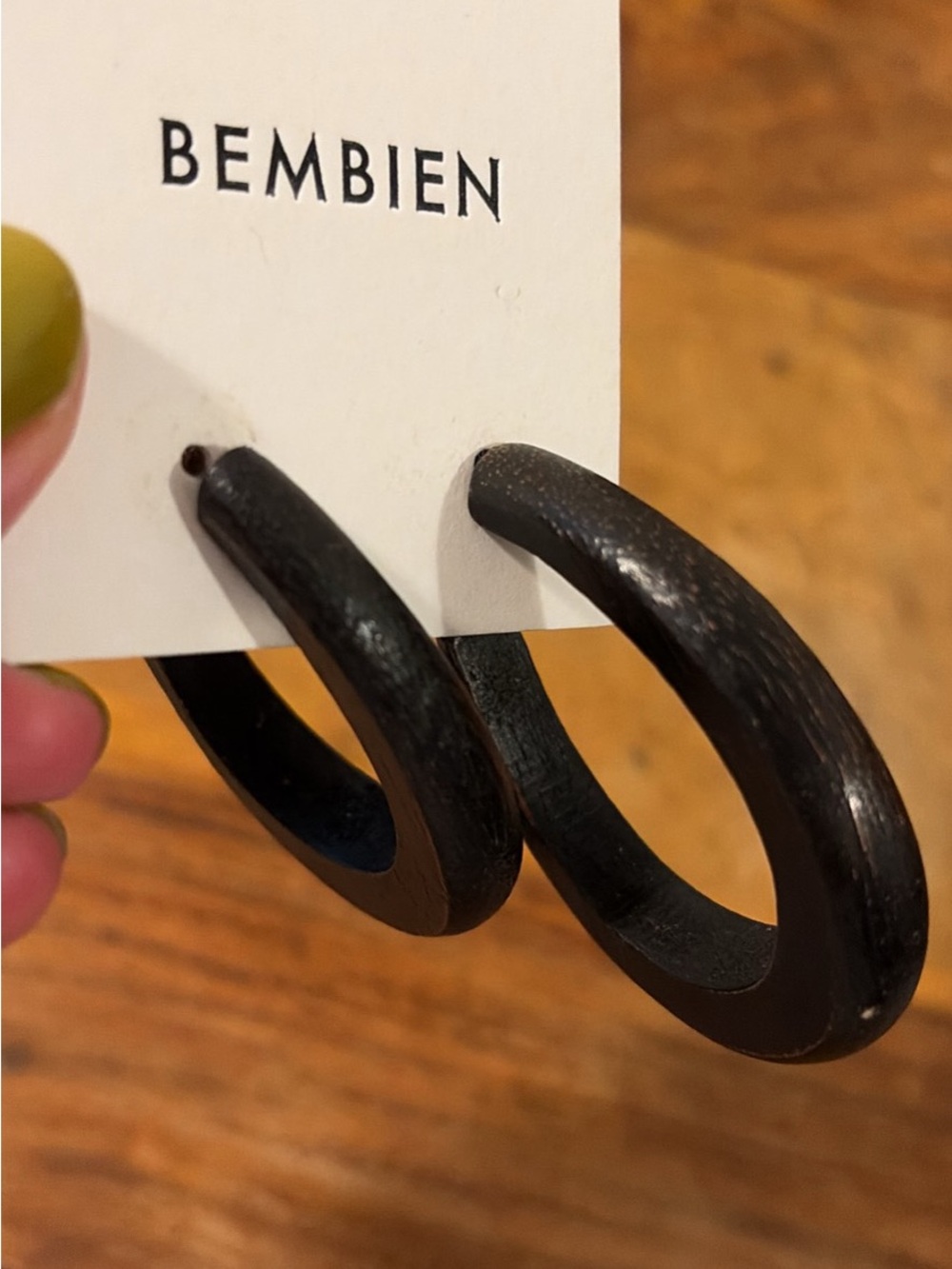 Black Wooden Hoop Earrings